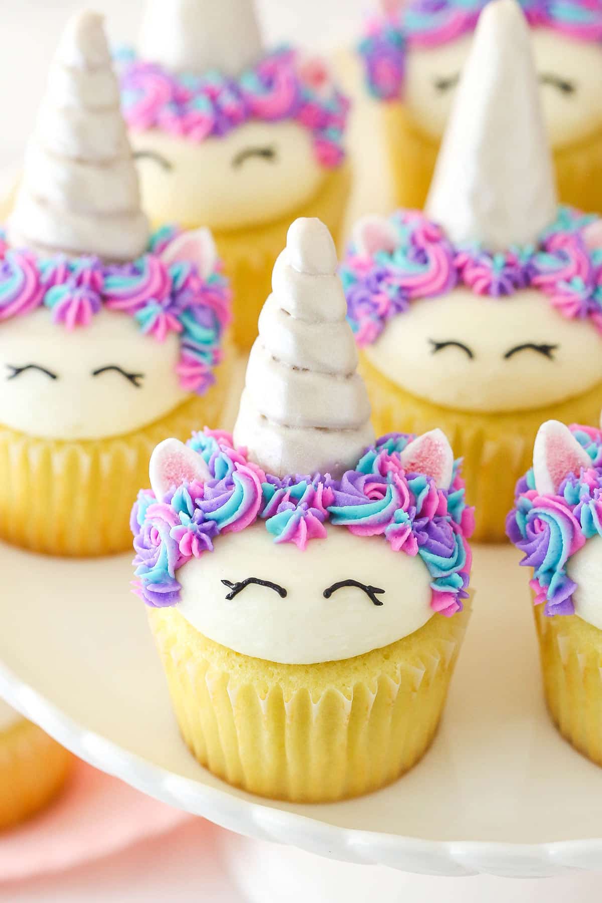 Close-up of easy unicorn cupcakes.