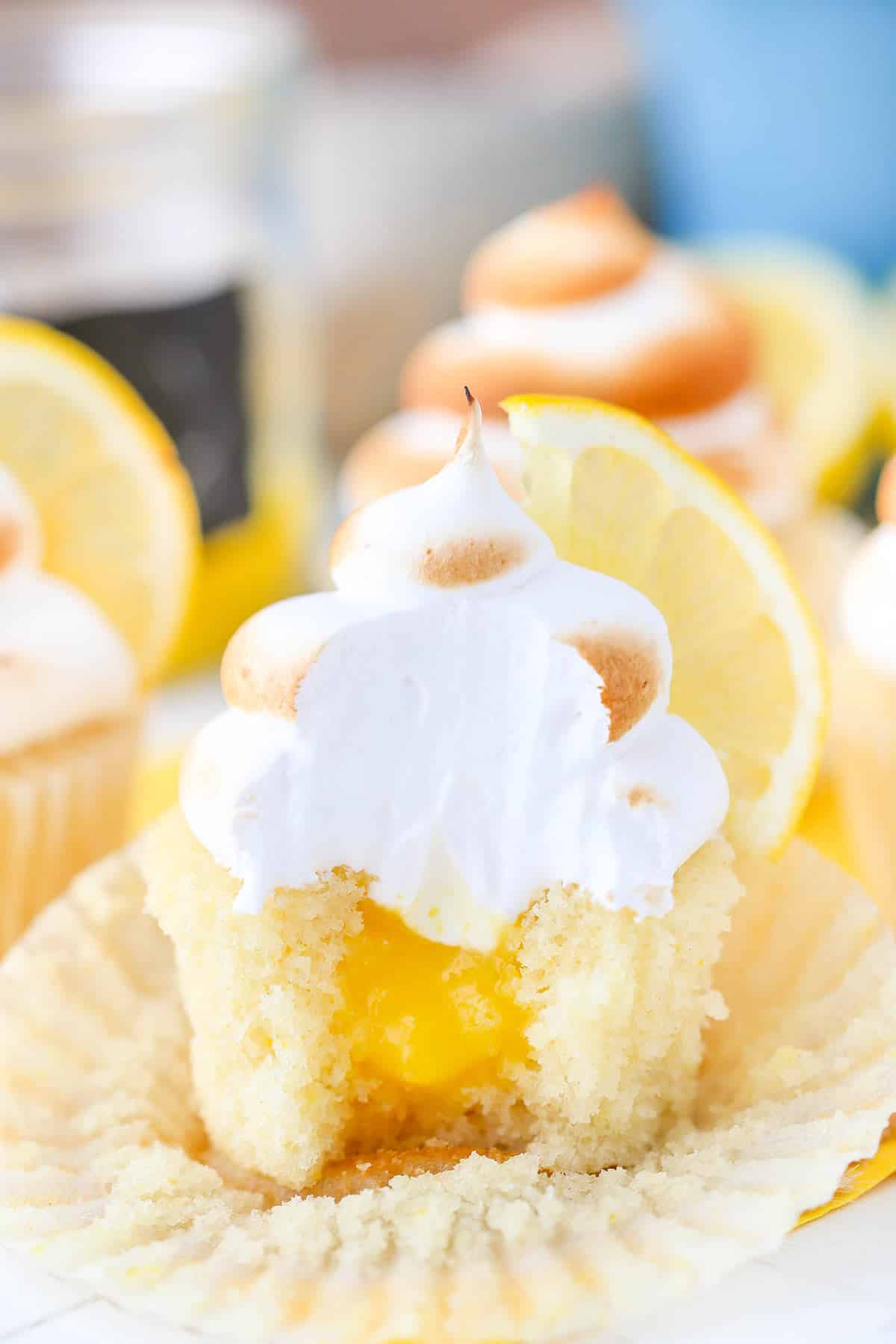 Lemon cupcakes with meringue.