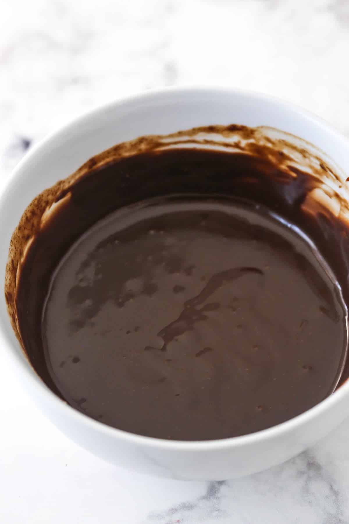 Chocolate ganache in a bowl.