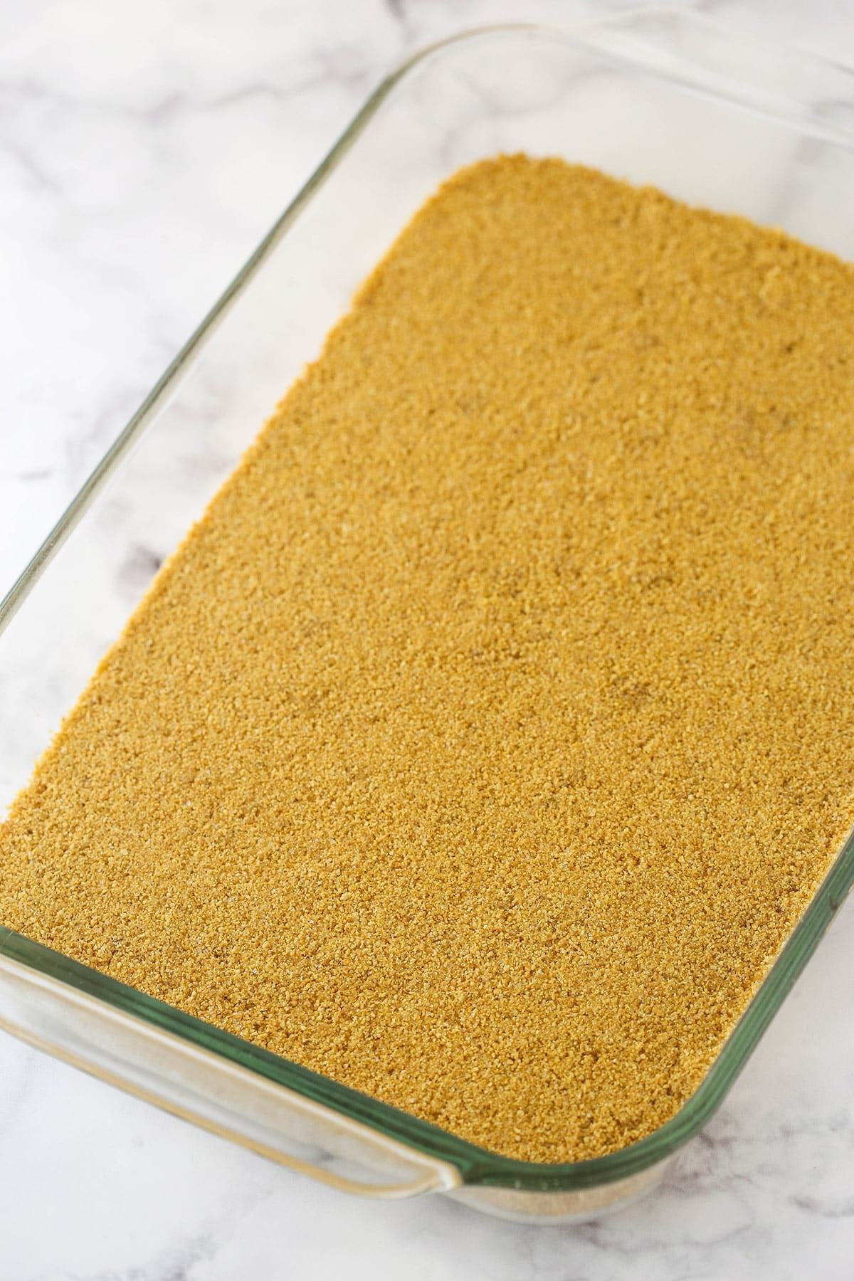 Graham Cracker crust in a 9x13-inch baking pan.