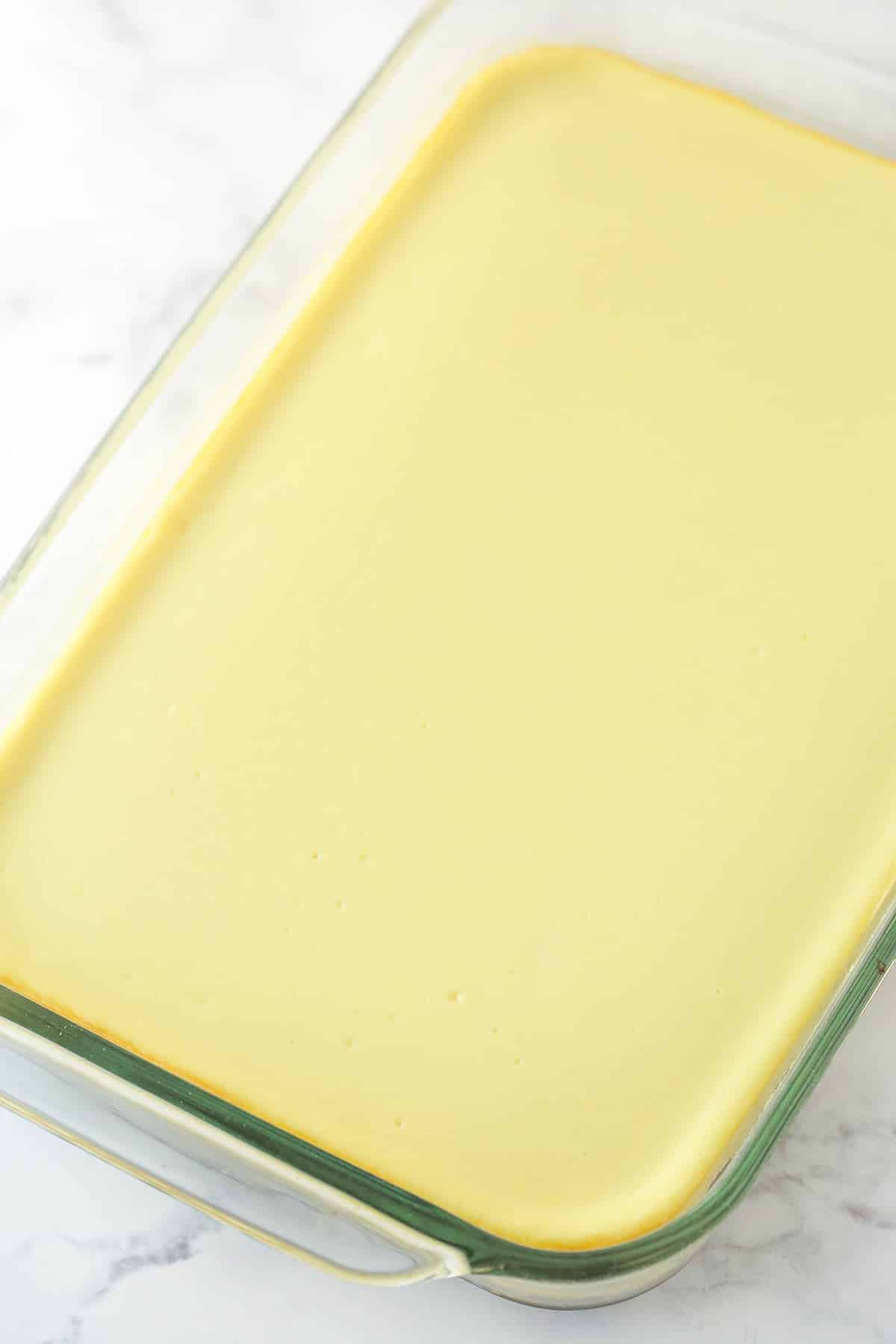 Chill the cheesecake in the refrigerator for 3-4 hours.. Easy cheesecake baked and ready for topping.