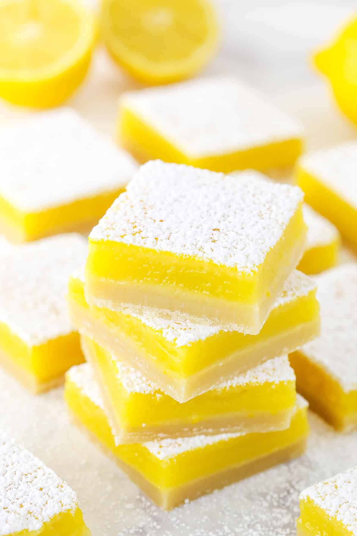 A Stack of The Best Lemon Bars