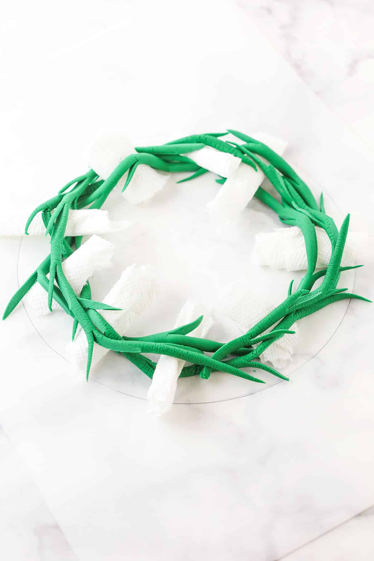 A step in making a Resurrection Cake showing making the crown of thorns