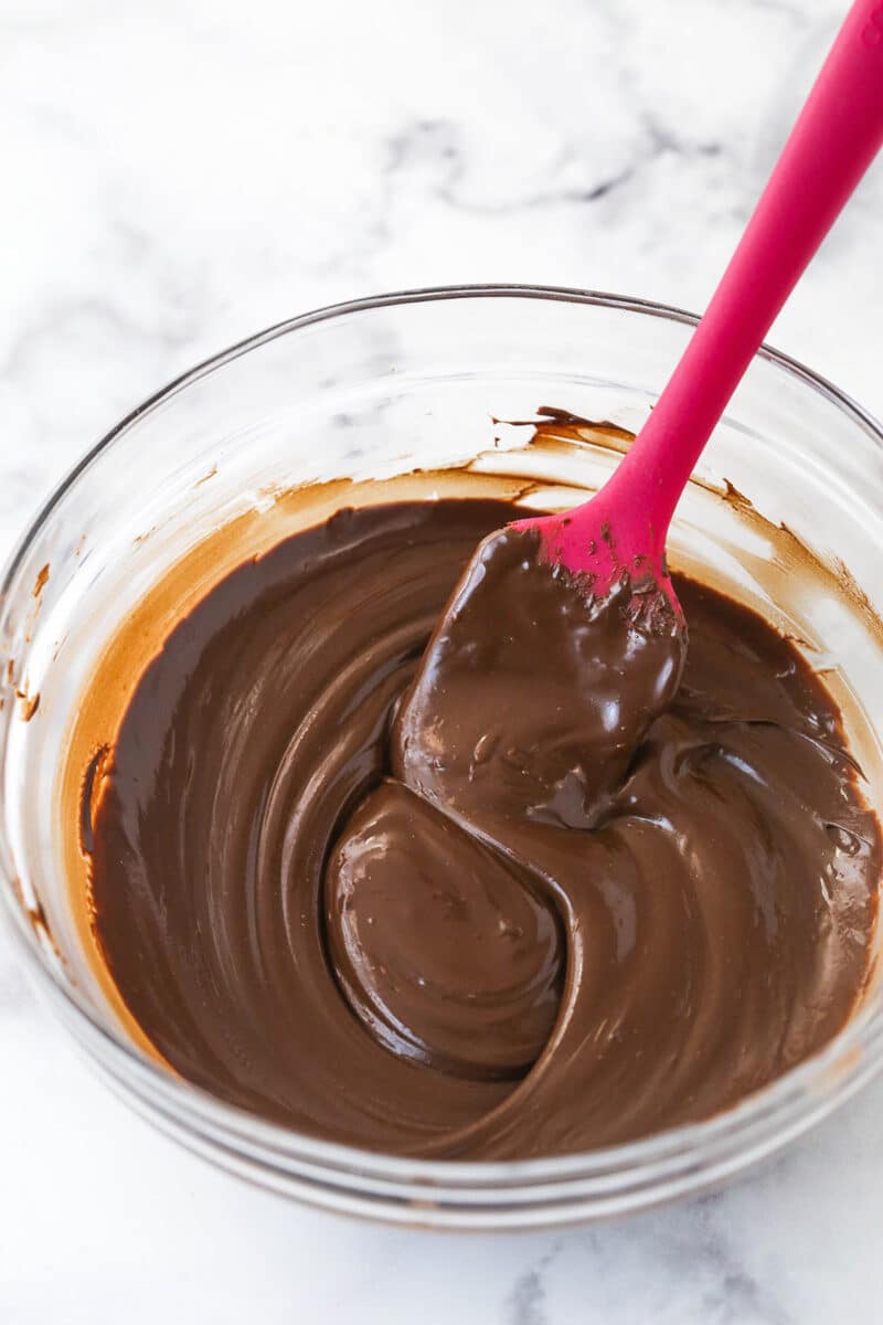 melted chocolate in a glass bowl