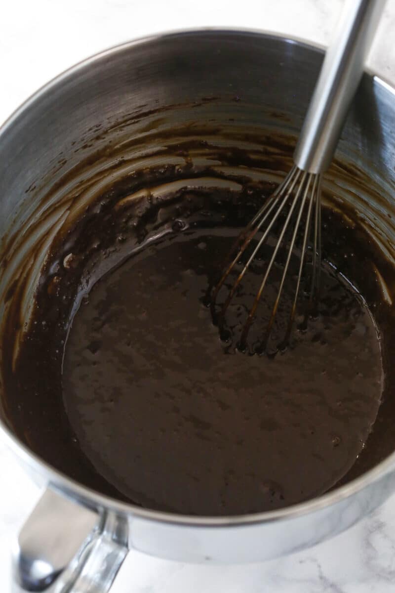 egg mixture and melted chocolate combined
