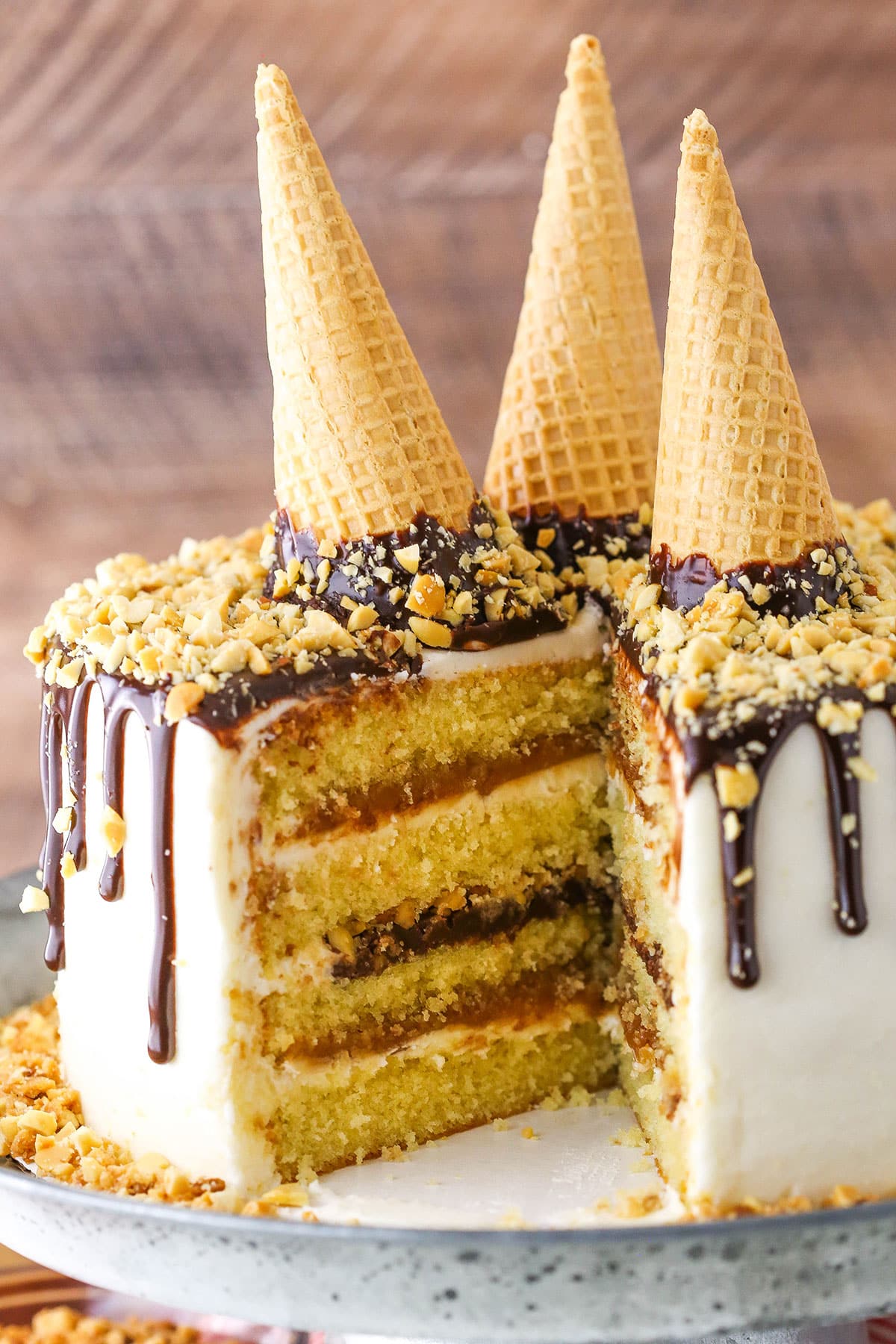 Upside Down Ice Cream Cone Cake - Mom Loves Baking