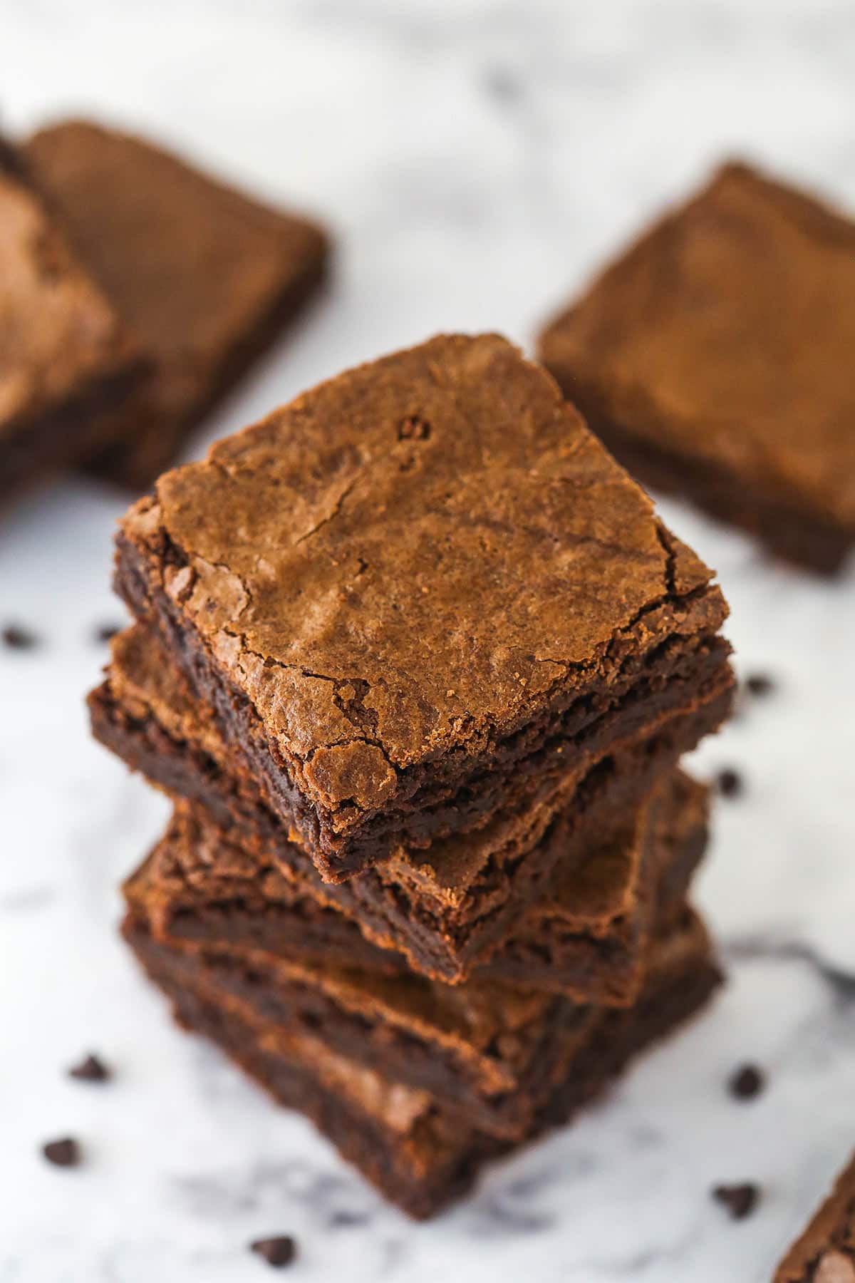 Overhead of a stack of like a box brownies.