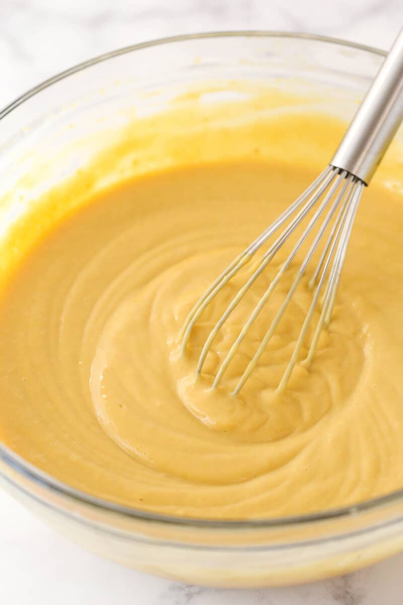 Making butterscotch pudding for a trifle.
