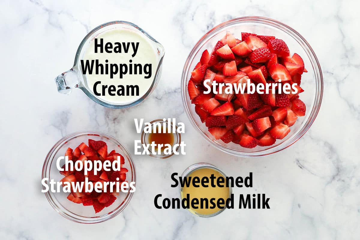 ingredients used in no-churn strawberry ice cream