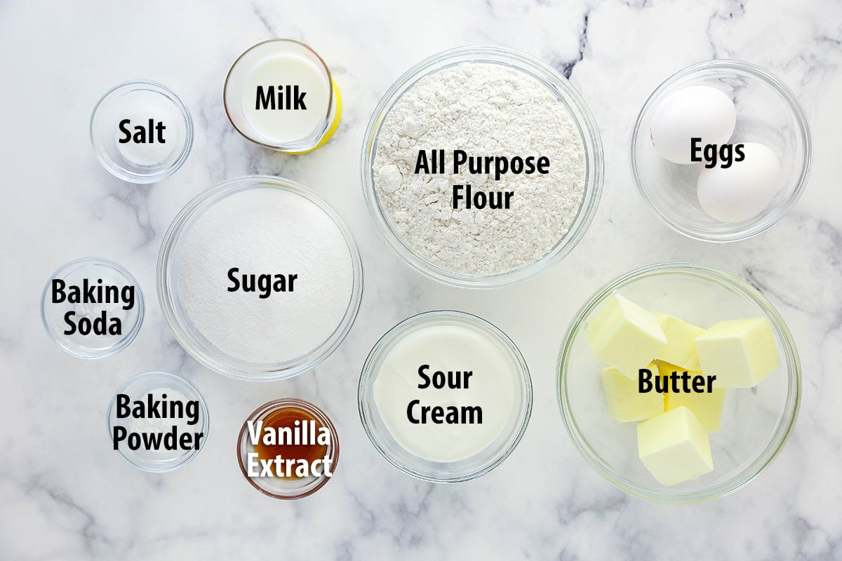 Ingredients for vanilla cupcakes.