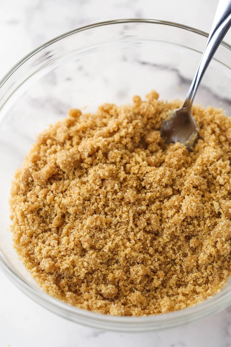 Mixing together ingredients for cinnamon-vanilla crust.