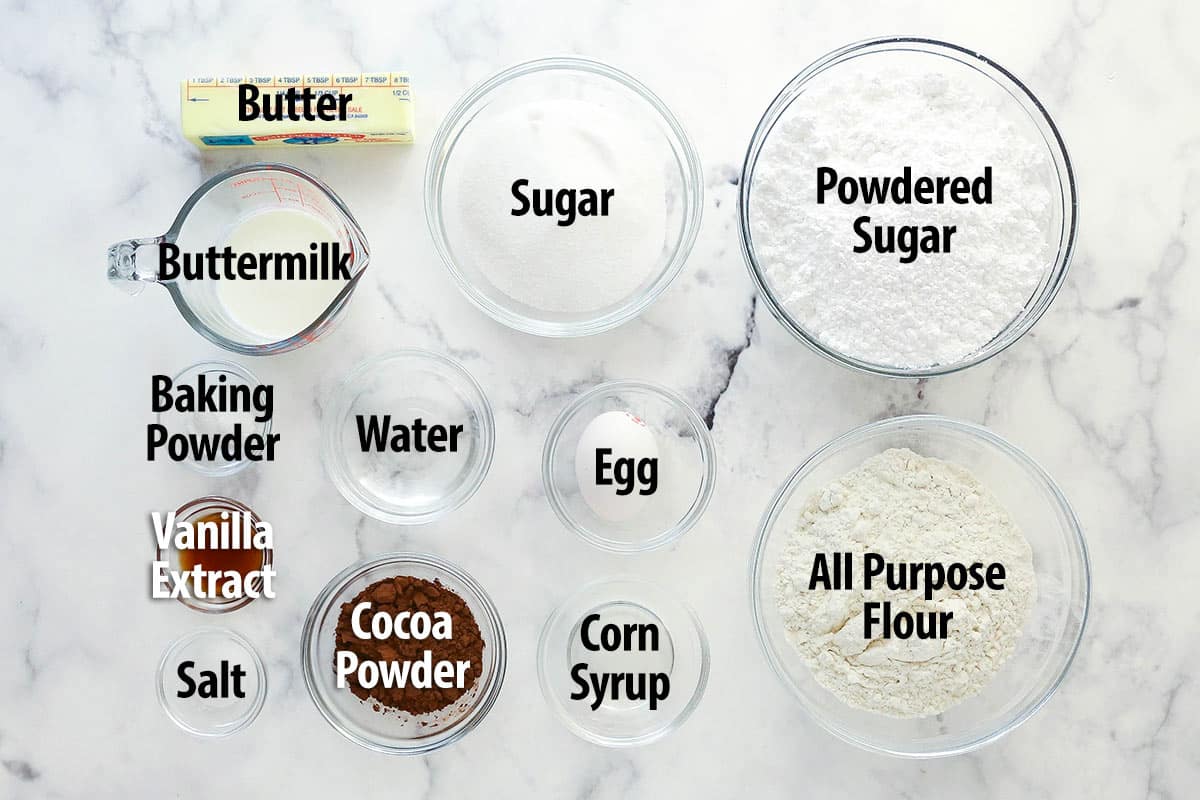 Ingredients for black and white cookies.