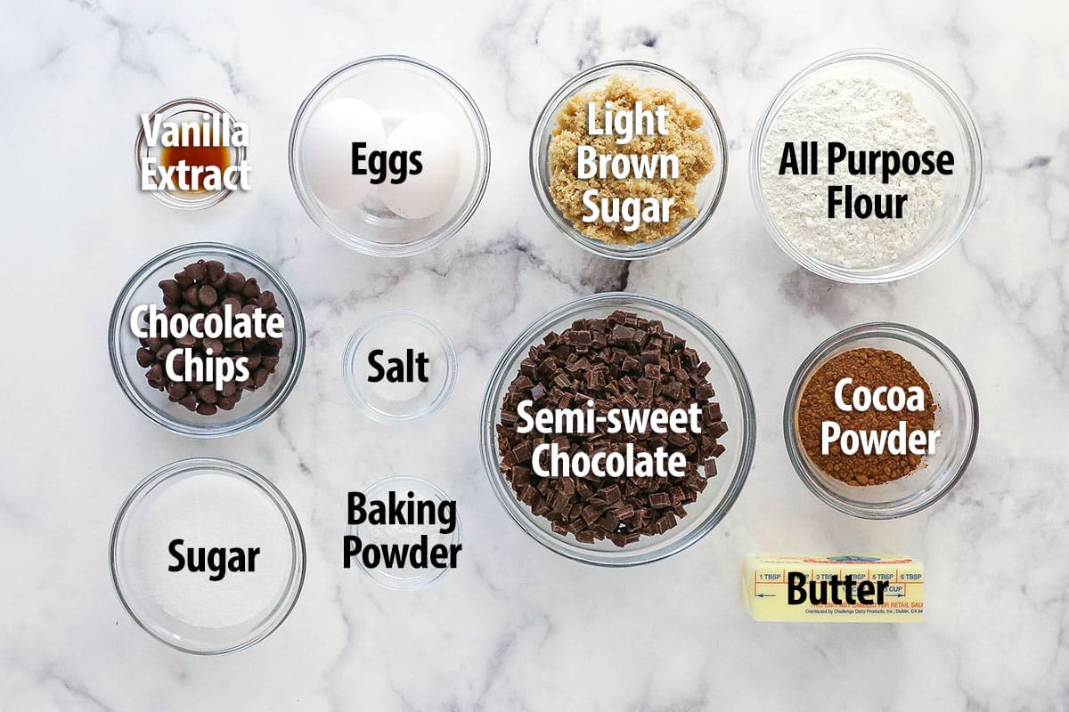 Ingredients for brownie cookies.