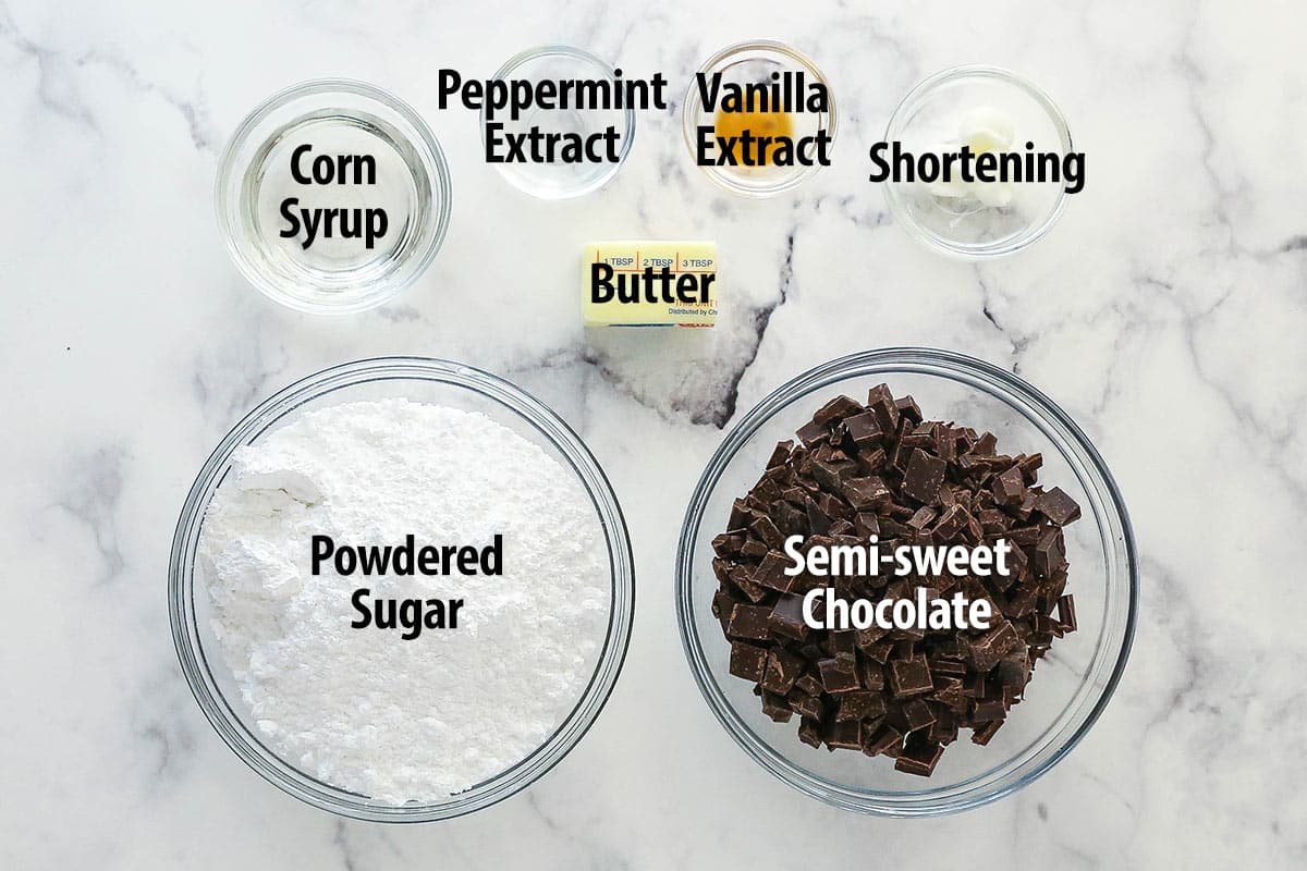 Ingredients for peppermint patties.
