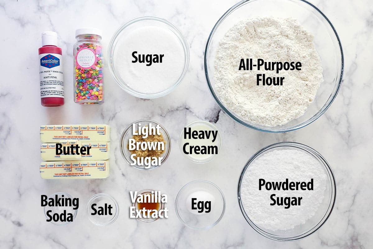 Ingredients for sugar cookie bars.