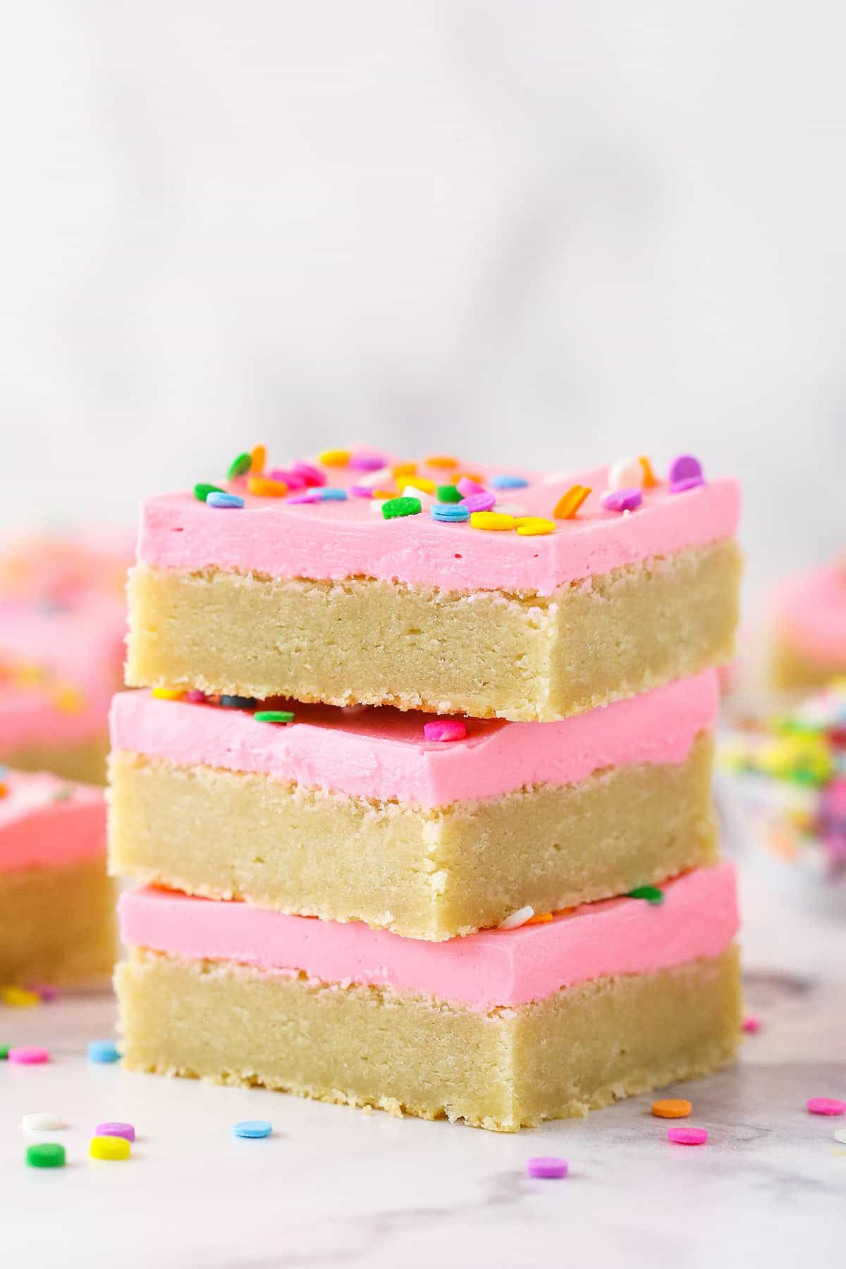 A stack of sugar cookie bars.