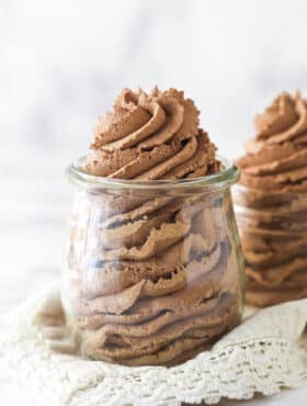 Chocolate whipped cream in a jar.