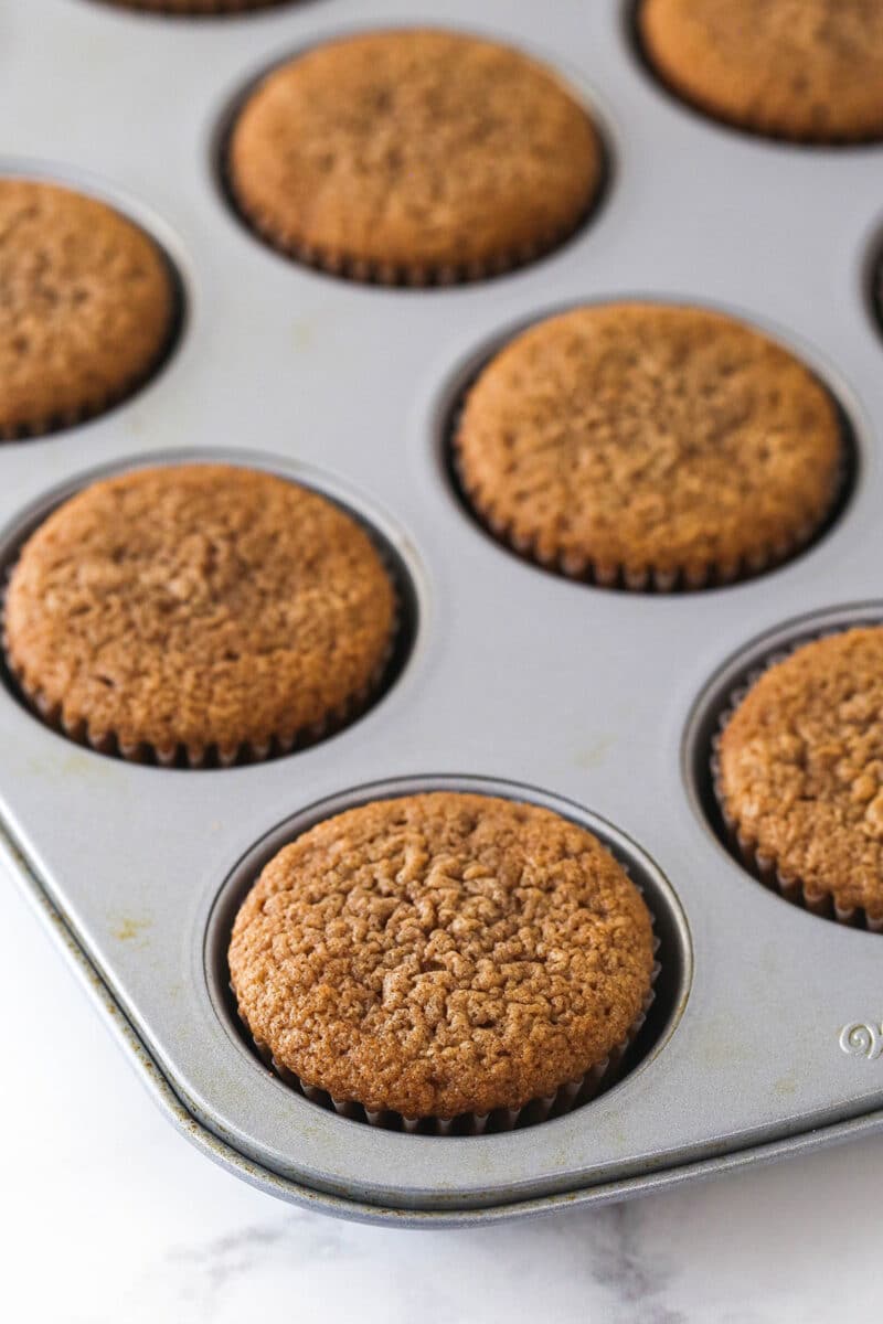 Nutella cupcakes in a cupcake pan.