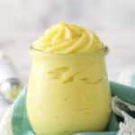 Pastry cream in a jar.