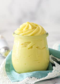 Pastry cream in a jar.