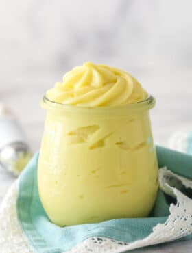 Pastry cream in a jar.