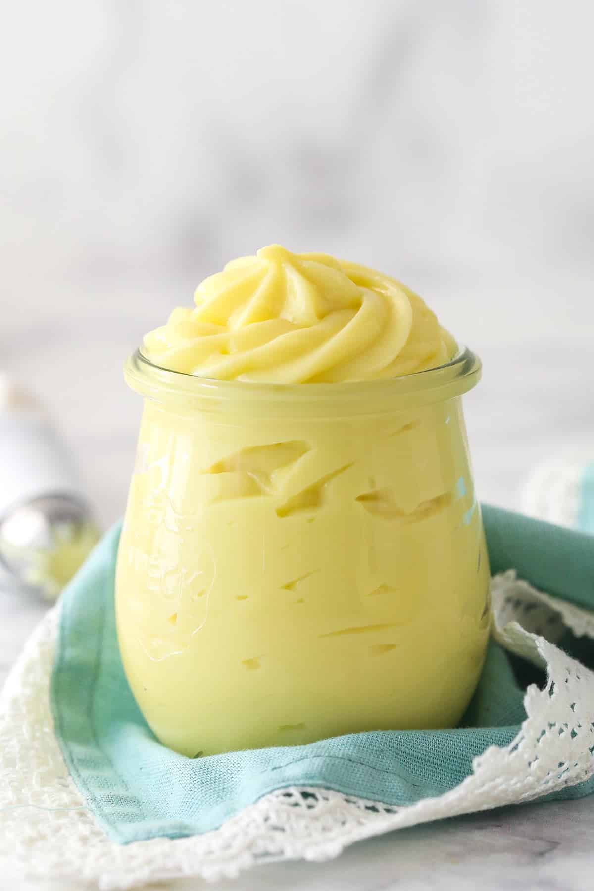 Pastry cream in a jar.
