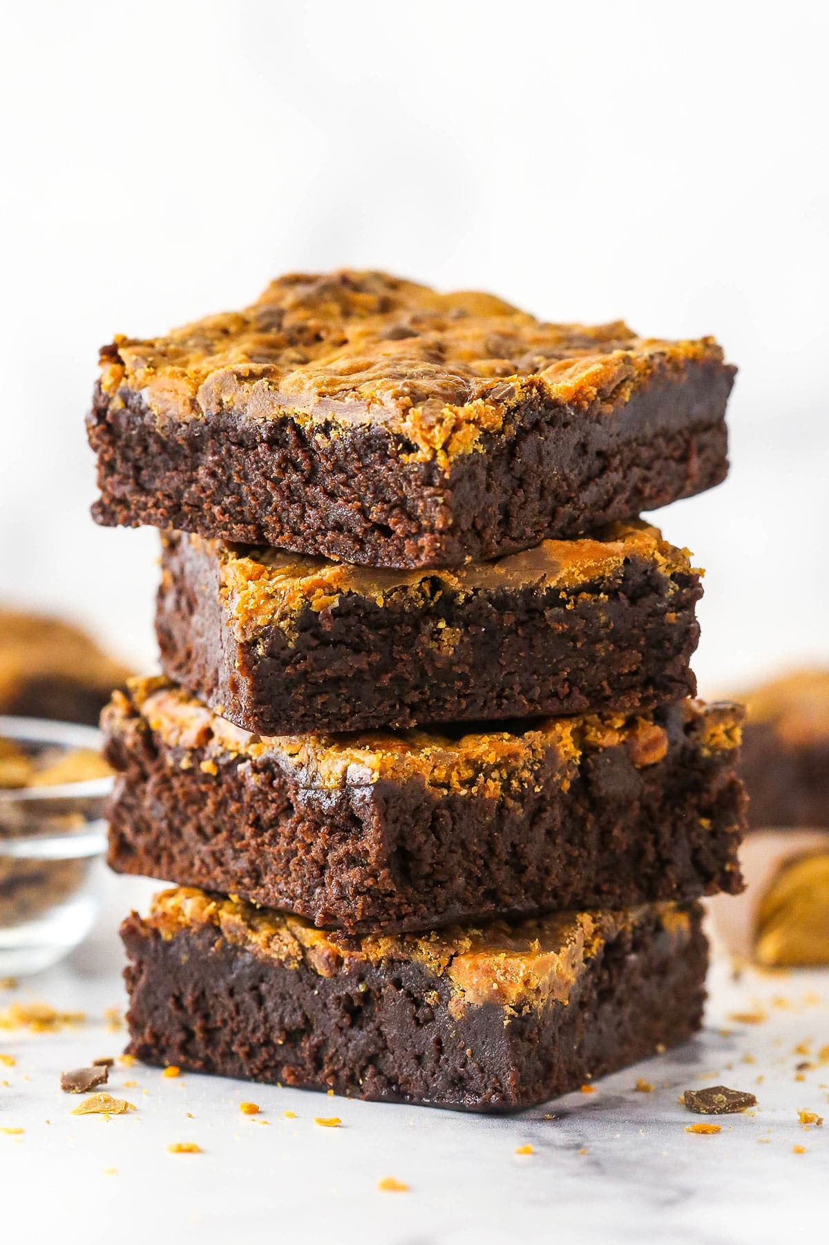 A stack of butterfinger four brownies.
