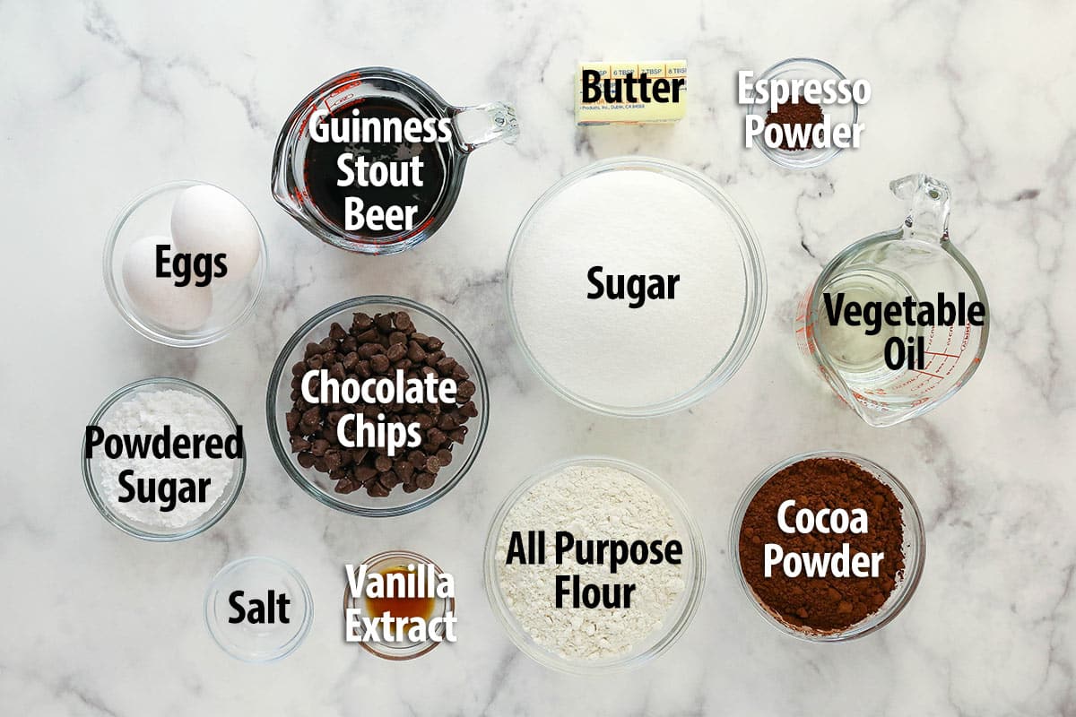 Ingredients for Guinness brownies.