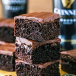 A stack of three Guinness brownies.