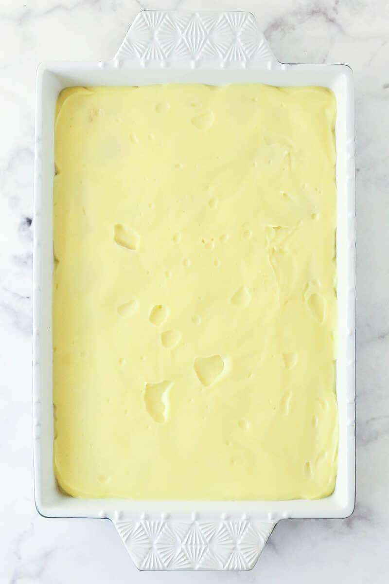 Banana pudding after chilling and setting in the fridge fro 3-4 hours.