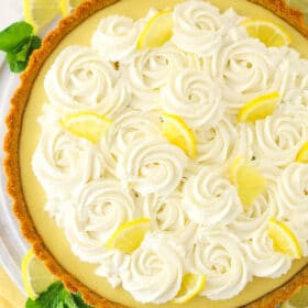 Overhead image of lemon tart.