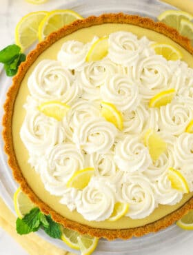 Overhead image of lemon tart.