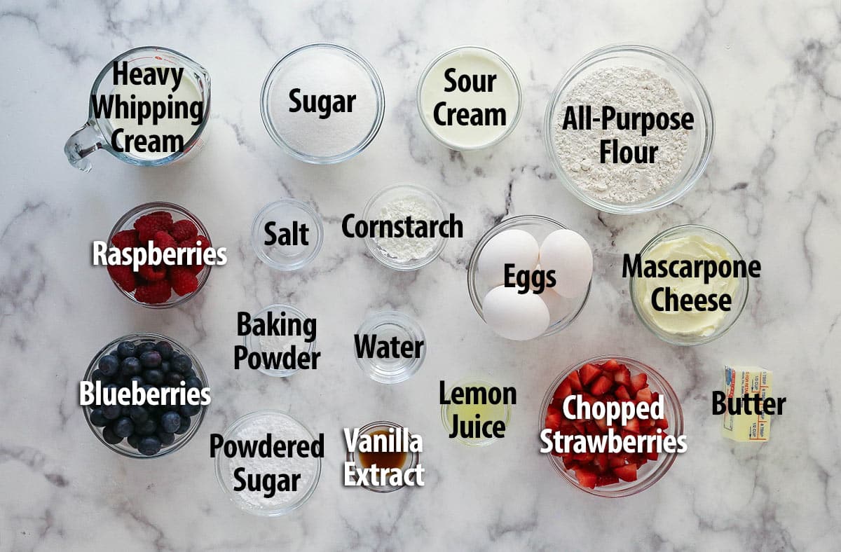 ingredients for Berry Vanilla Cake Roll