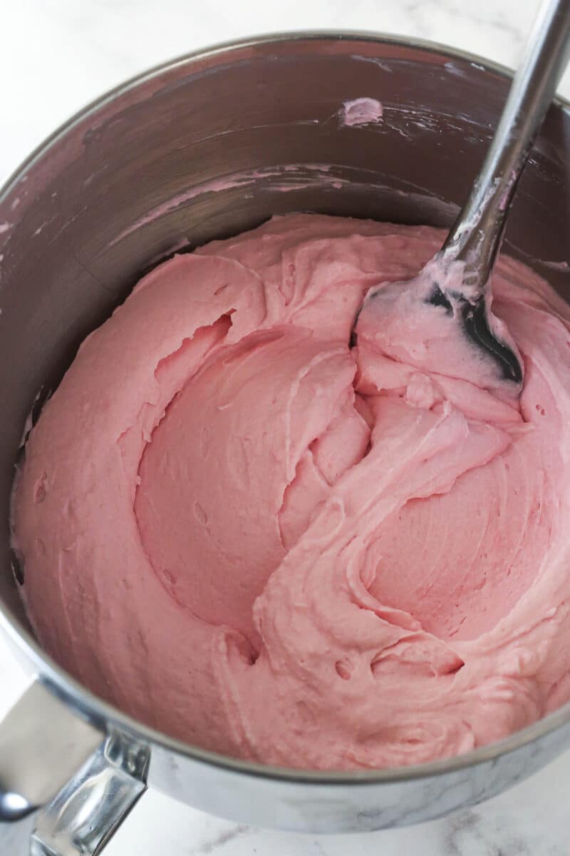 Cheesecake batter after whipped cream mixture has been added in.