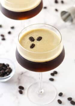 Overhead view of an espresso martini