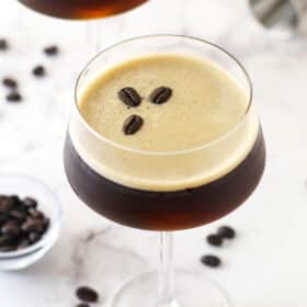 Overhead view of an espresso martini