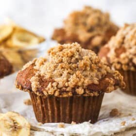 Banana muffins with streusel topping.