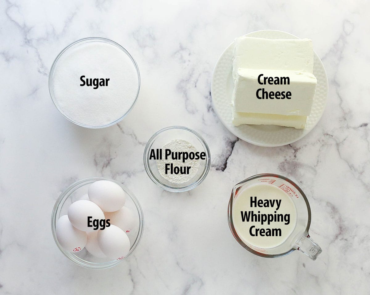 Ingredients for basque cheesecake.