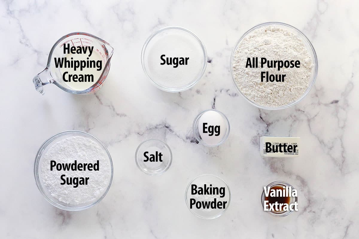 Ingredients for basic scones.