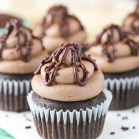 Close up of a Baileys chocolate cupcake.