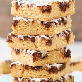 A stack of six Cinnamon Roll Blondies.