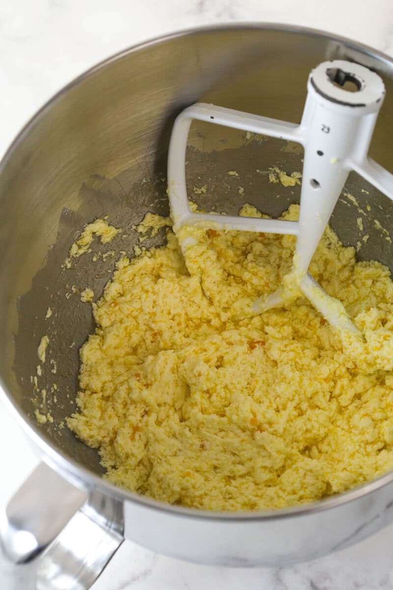 Add the orange juice, zest and vanilla extract