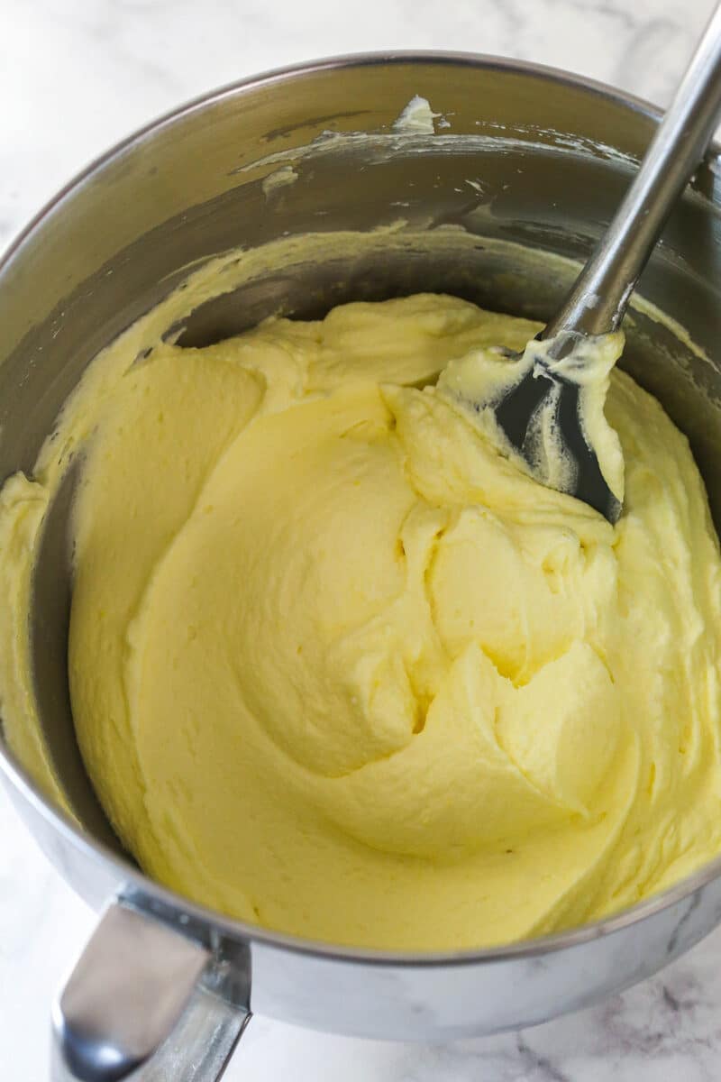 egg mixture for tiramisu with the whipped cream folded in