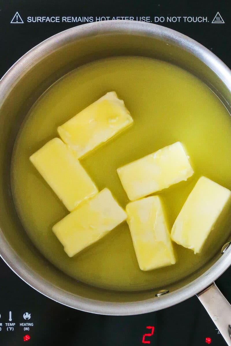 Melting butter in a pot.