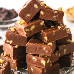 A pile of fantasy fudge on a wire rack.