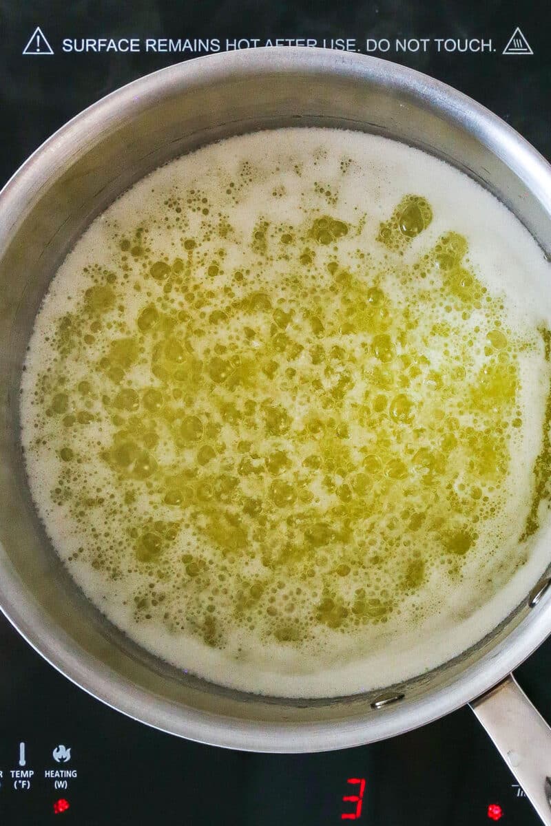 butter boiling in a pan