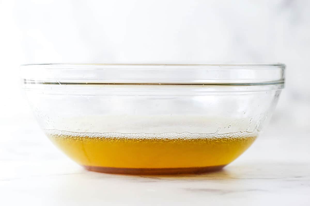 brown butter in a glass bowl