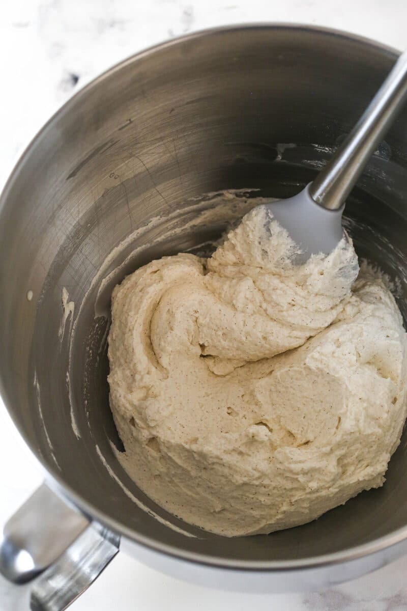 Cinnamon whipped cream in a bowl.