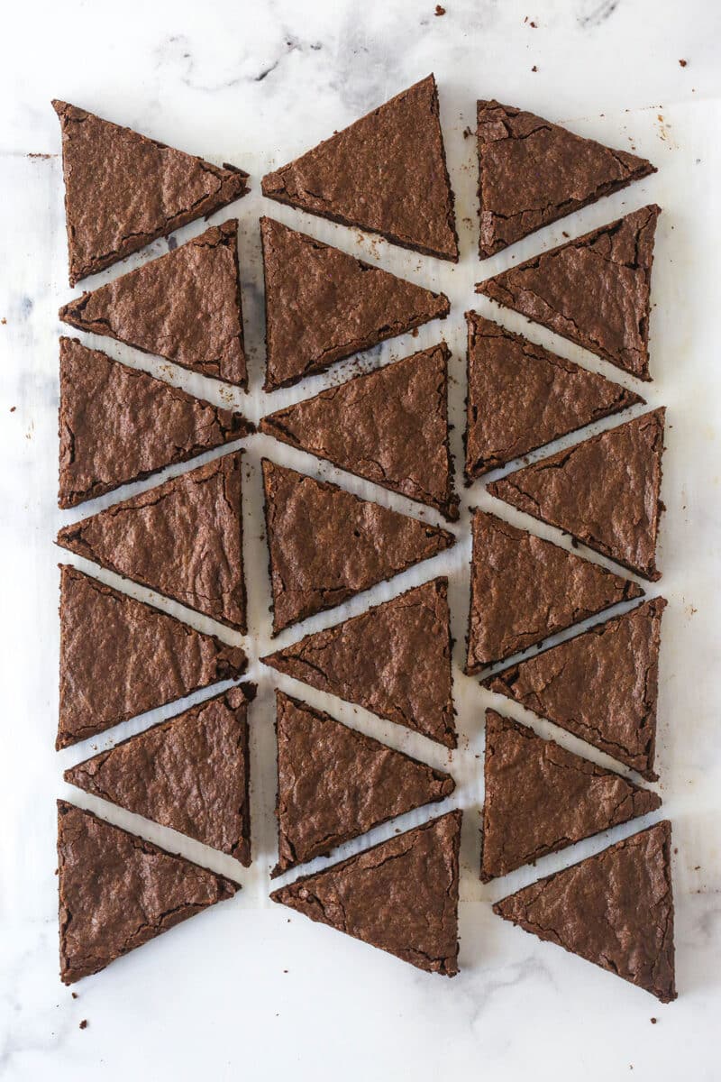 brownie cut into triangles