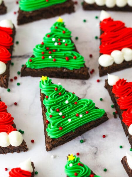 close look at the christmas tree brownie